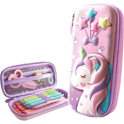 KTRS ENTERPRISE Umicorn Pencil Pouch 3D Unicorn Cover Pencil Case Compass  Compartments School Supply Organizer for Students Stationery Box Cosmetic Zip Pouch Bag