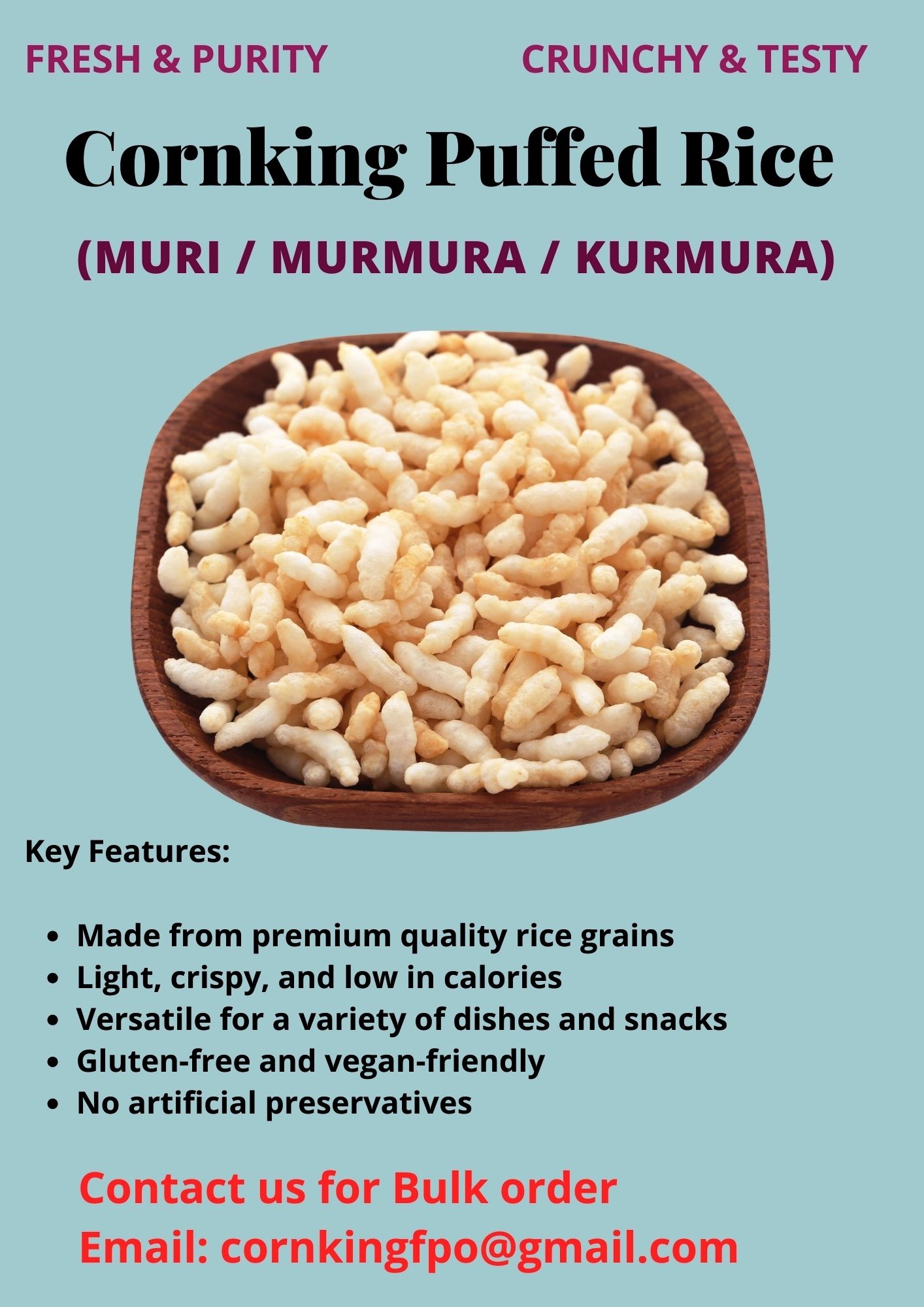 Cornking Puffed Rice (MURI / MURMURA/KURMURA)