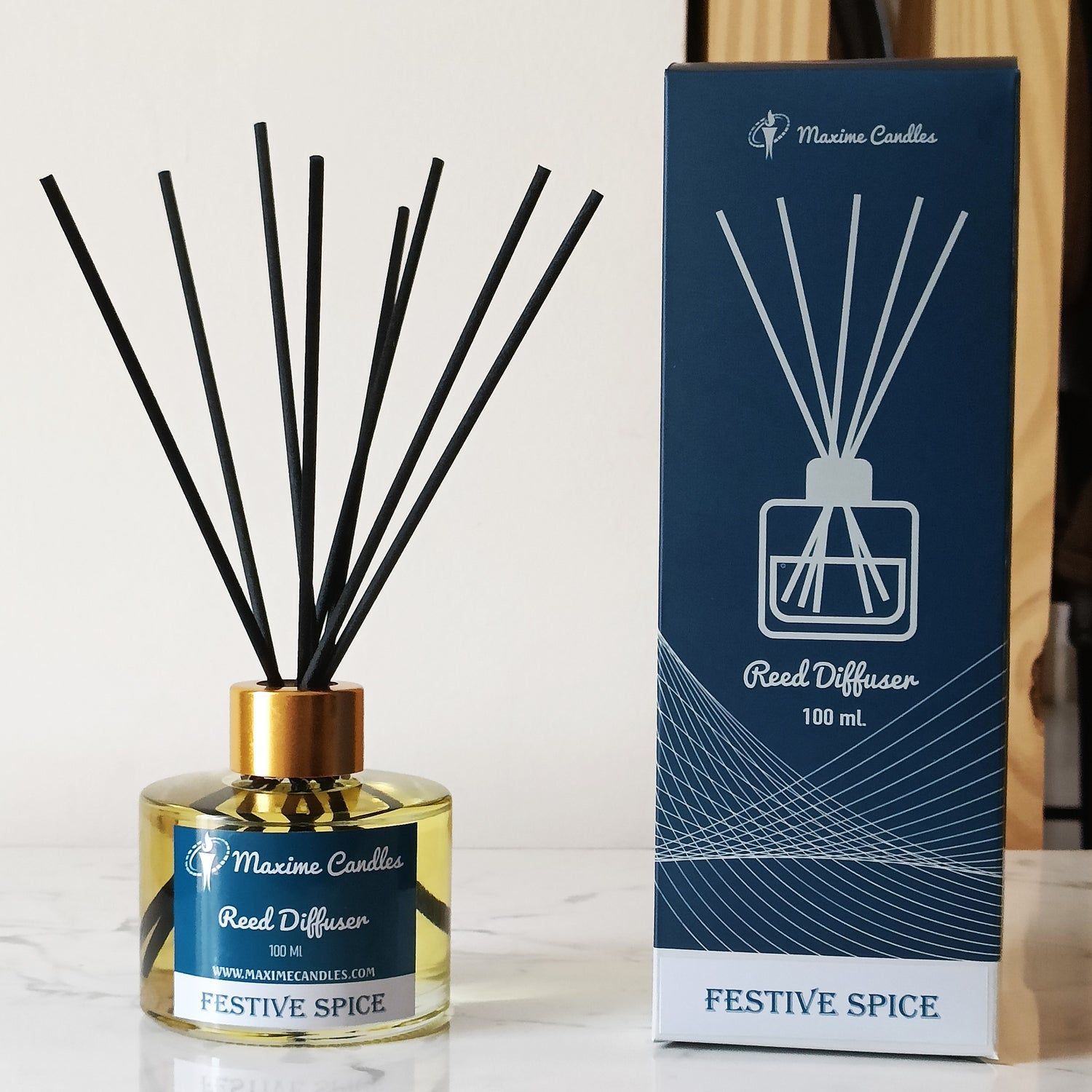 Festive Spice Reed Diffuser Set – 100 Ml with 8 Fiber Sticks