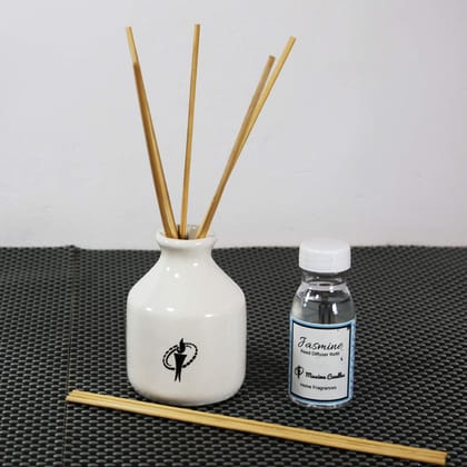 White Ceramic Bottle Reed Diffuser Set with Jasmine Aroma oil