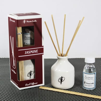 White Ceramic Bottle Reed Diffuser Set with Jasmine Aroma oil