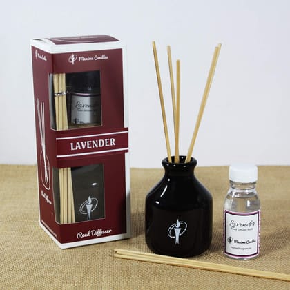 Black Ceramic Bottle Reed Diffuser Set with Lavender Aroma oil