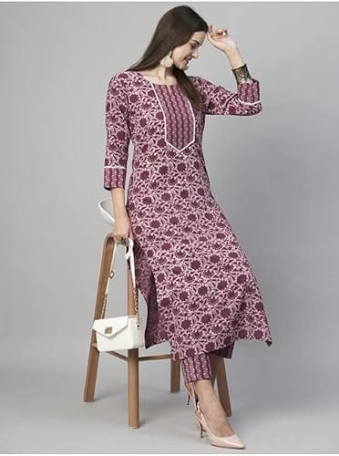 Maroon & white printed kurta and bottom piece  (unstitched)