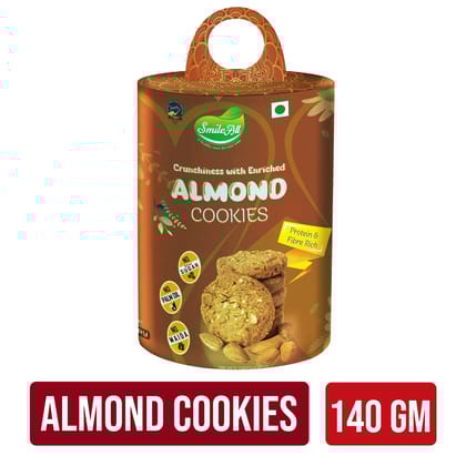 SMILE ALL Crunchiness with enriched ALMOND COOKIES |Protein Rich & High Fibre|140 gm, Pack of 1