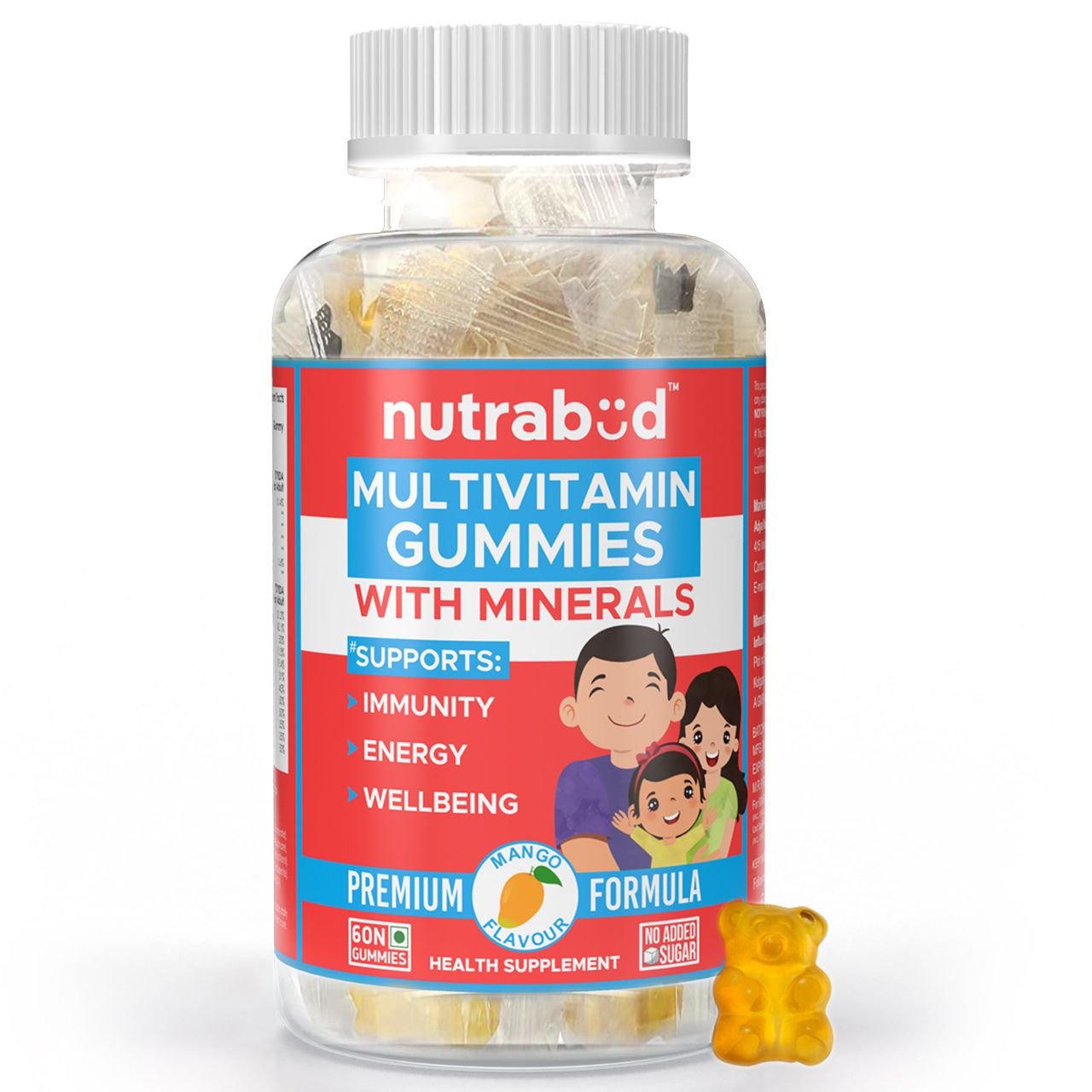 Multivitamin Gummies For Kids, Men & Women - No Added Sugar - Mango Flavour