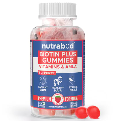 Biotin Hair Gummies for Men & Women - No Added Sugar - Strawberry Flavour