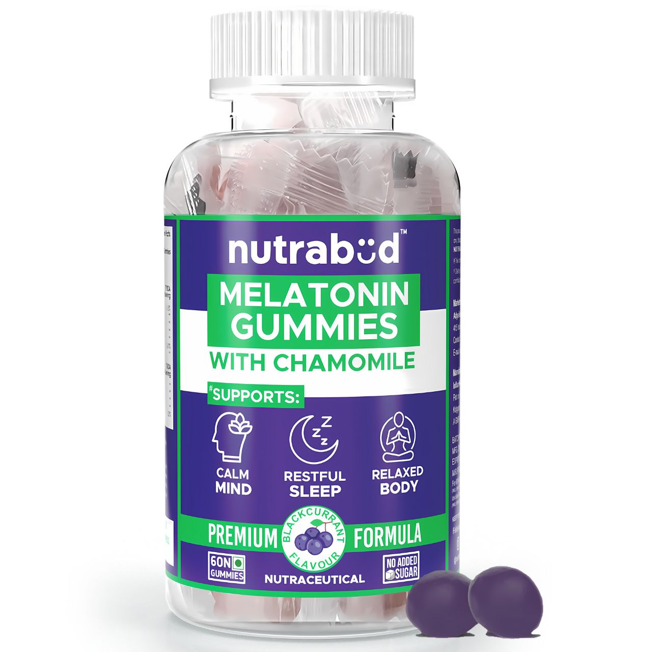 Melatonin Sleep Gummies 3mg - No Added Sugar - Blackcurrant Flavour