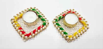 Designer Multicolour Metal Diyas