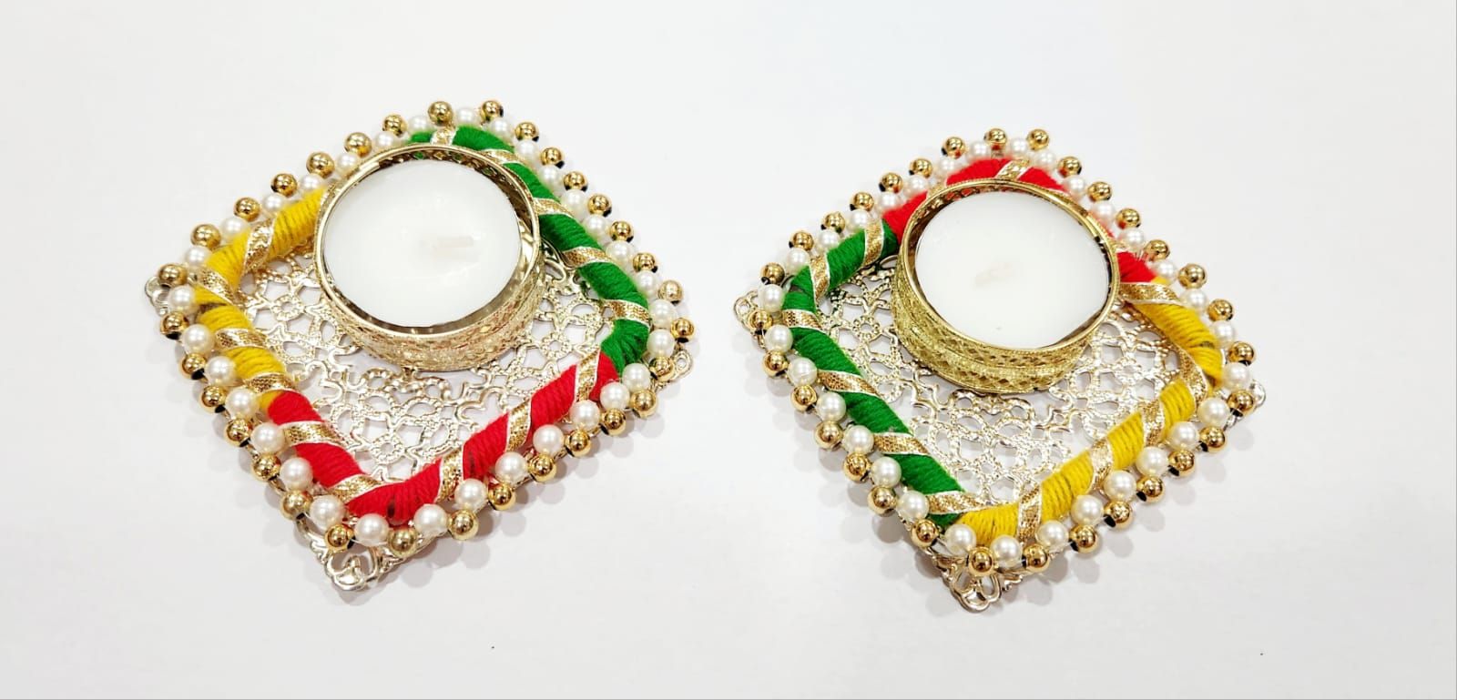 Designer Multicolour Metal Diyas