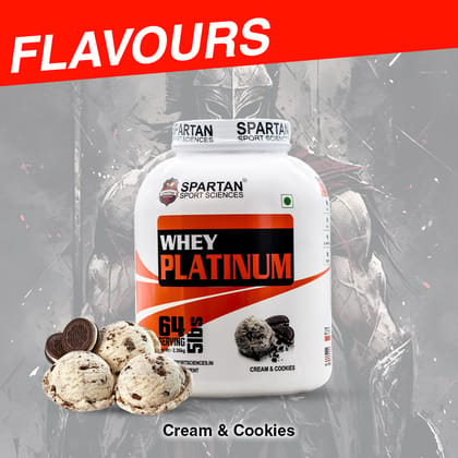 SPARTAN SPORT SCIENCE Whey Platinum Protein Powder Concentrate Supplement with 24g Protein, 12g EAA, 5g BCAA, 4g Glutaine Acid for Men & Women