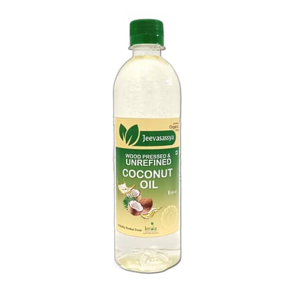 Jeevasassya Wood Pressed & Unrefined Coconut Oil 500 ML (Chekku) for Cooking, Skin, Hair & Baby Massage