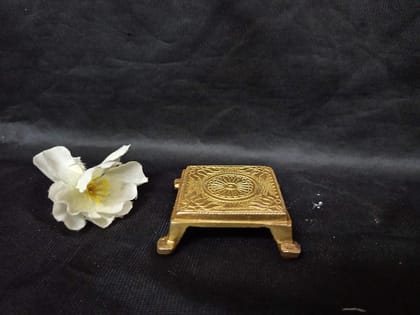 Garvi Gurjari Handcrafted Brass Pooja Chowki/Bajot (Small) | Lotus Designed Chawki Bajot for Home Mandir Choki (5.1cm X 5.1cm X 1.3cm) Garvi Gurjari Handcrafted Brass Pooja Chowki/Bajot (Small) | Lotus Designed Chawki Bajot for Home Mandir Choki (5.1cm X 5.1cm X 1.3cm)