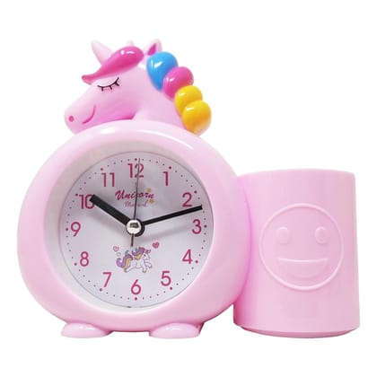 Alarm Clock with Pen Holder for Kids, Bedroom Unicorn Alarm Clock, Watch for Girls Loud Bell Alarm Table Clock for Heavy Sleepers (Assorted Colour)