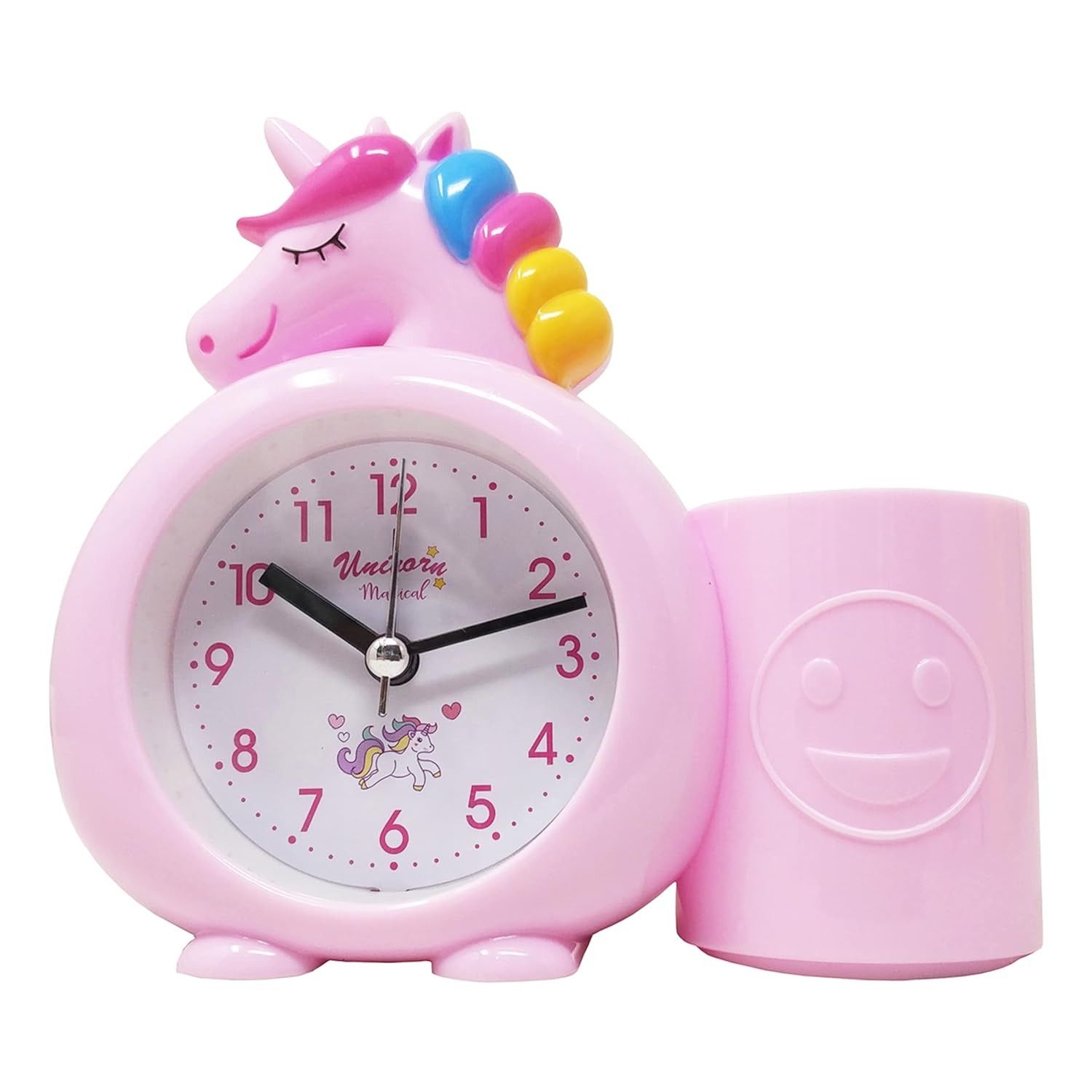 Alarm Clock with Pen Holder for Kids, Bedroom Unicorn Alarm Clock, Watch for Girls Loud Bell Alarm Table Clock for Heavy Sleepers (Assorted Colour)