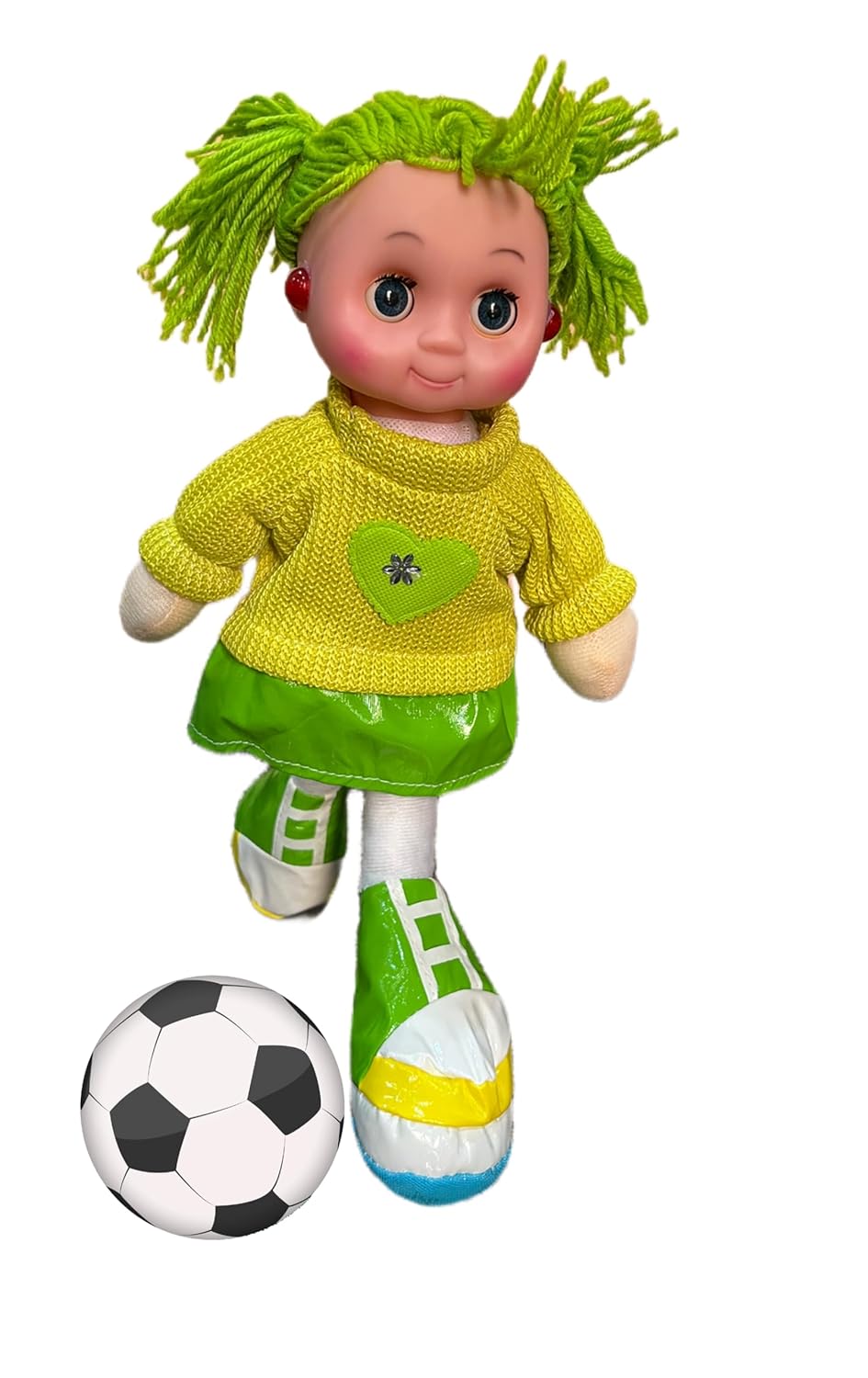 Cuttie Soft Musical Doll with Blinking Eyes for Kids, 28 cm (Green)