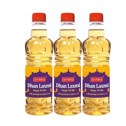Archita Dhan Laxmi Pooja Oil (Sesame/Til Oil) |100% Chemical-free | No- Alcoholic perfumes used | Lamp | for everday diya deepak deepam (2700 ml) Archita Dhan Laxmi Pooja Oil (Sesame/Til Oil) |100% Chemical-free | No- Alcoholic perfumes used | Lamp | for everday diya deepak deepam (2700 ml)