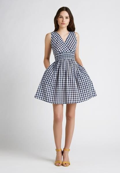 Elchic Gingham Checks A-line Mini Dress