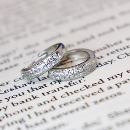 Zarkan Cute Double Line Solid Pure Silver Earring