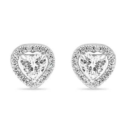 Zarkan Zircon Heart Cute Silver Studs