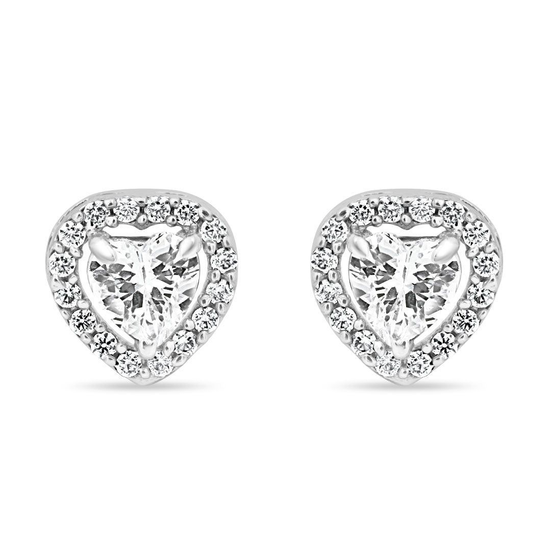 Zarkan Zircon Heart Cute Silver Studs