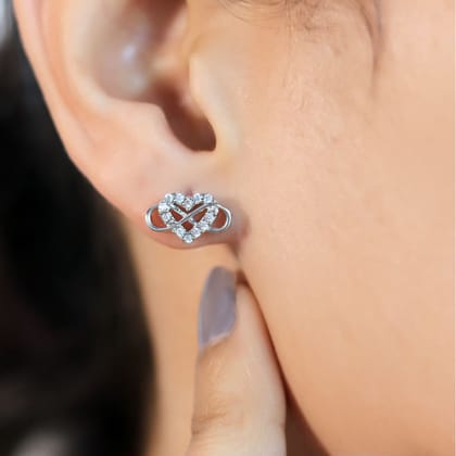Zarkan Infinity Heart 925 Pure Silver Earring