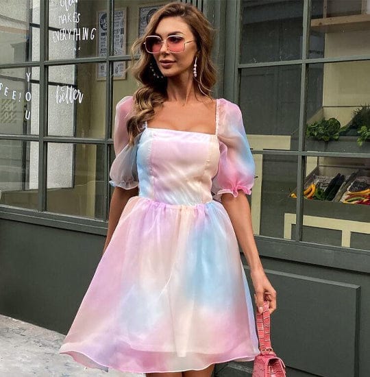 Tye-dye Organza Babydoll Dress