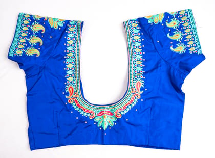 Women's Blue Embroidered Cotton Blouse Women's Blue Embroidered Cotton Blouse