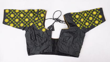 Black Readymade Blouse With Embroidery Work Black Readymade Blouse With Embroidery Work