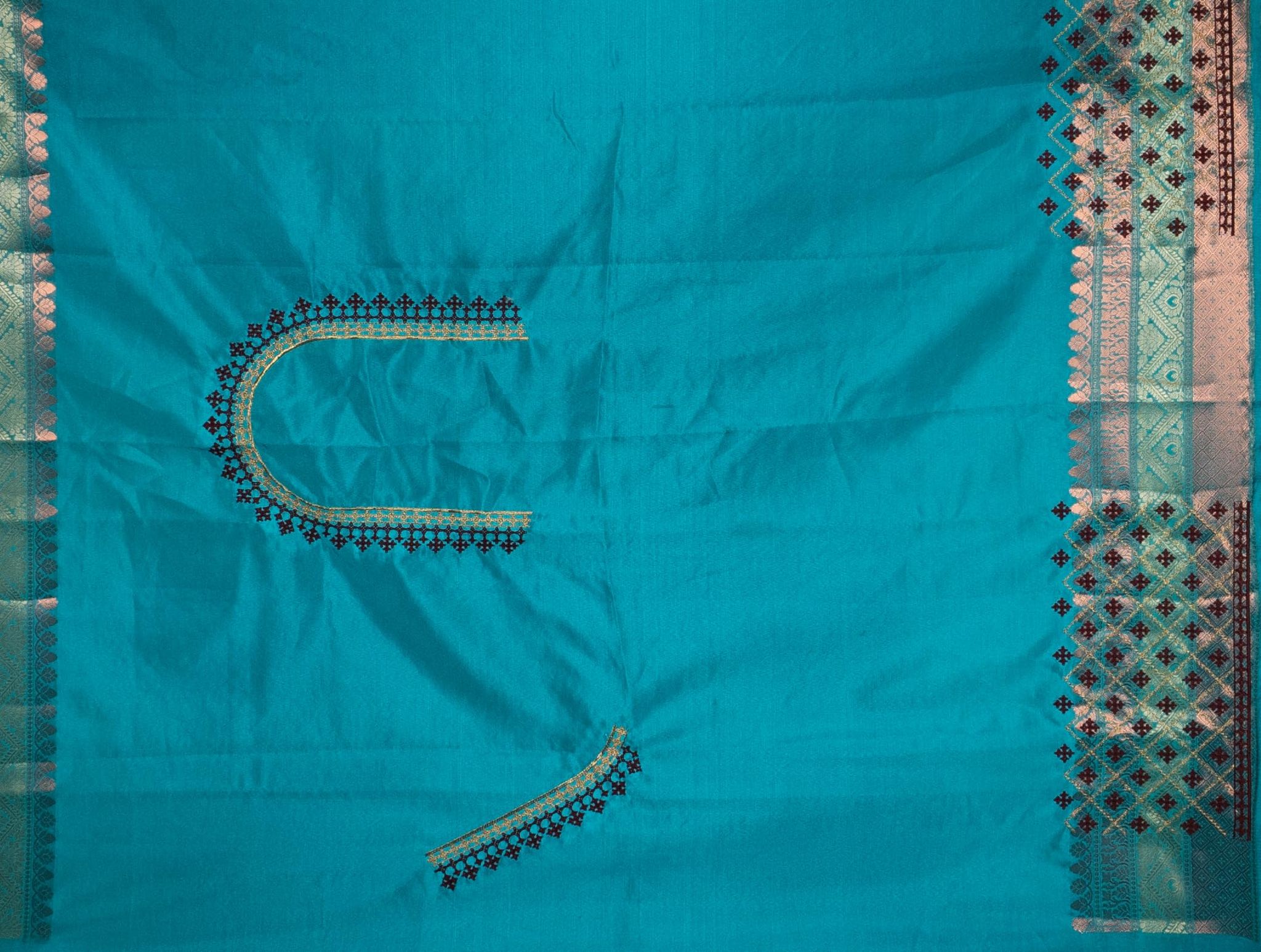 Light Blue Saree With Heavy Zari Embroidery Work