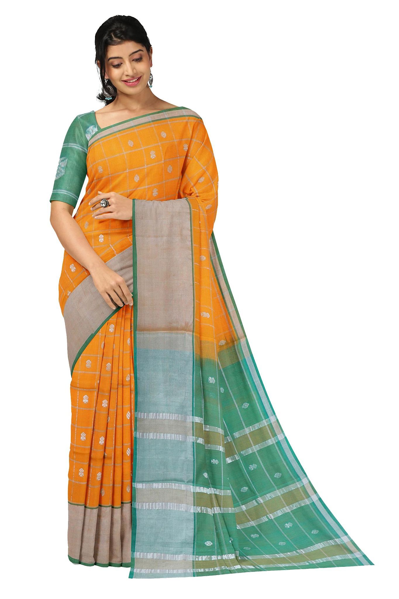 APCO Handloom - Women's Venkatagiri Pure Cotton Handloom Saree, Yellow 12