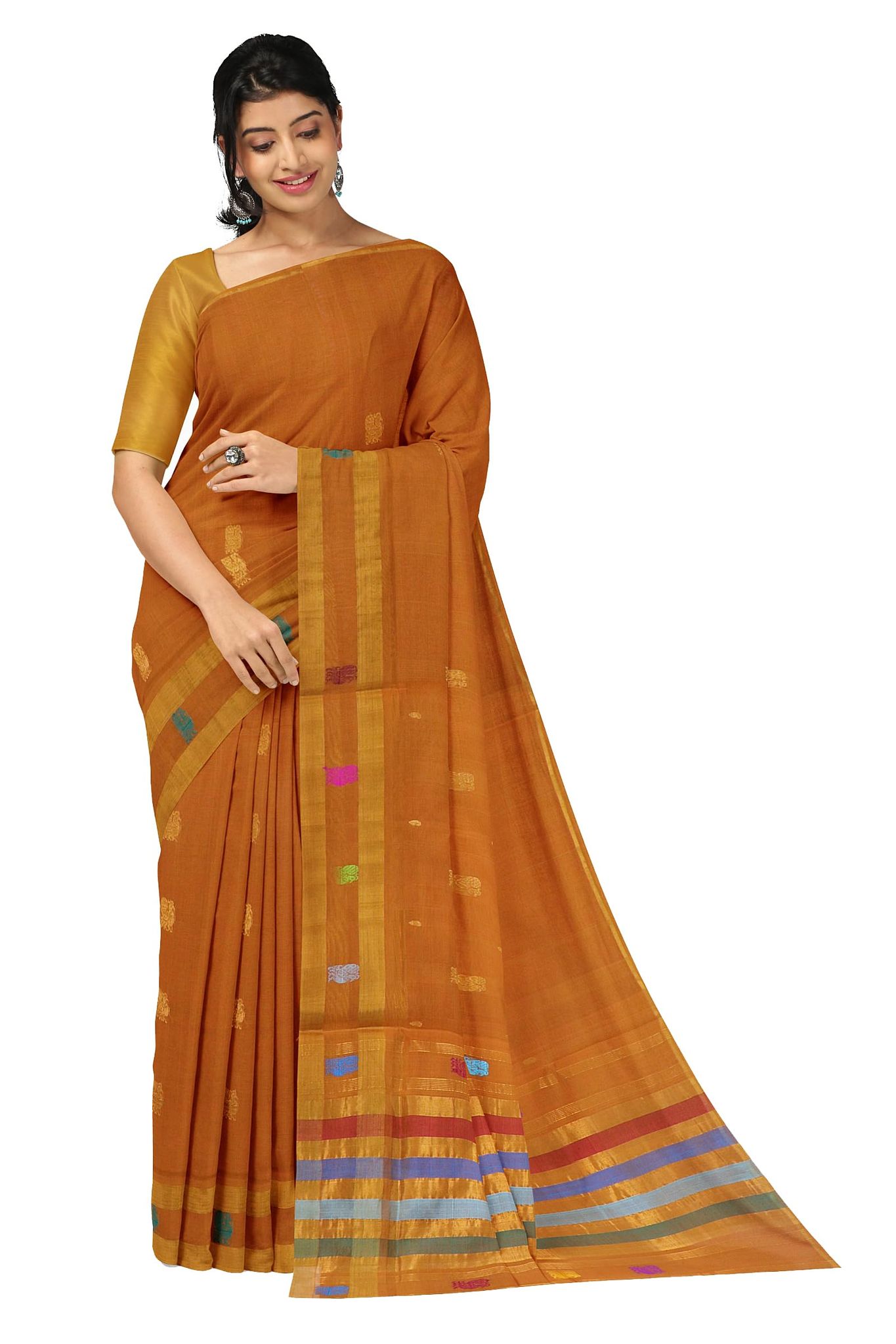 APCO Handloom - Women's Venkatagiri Pure Cotton Handloom Saree, Brown 10