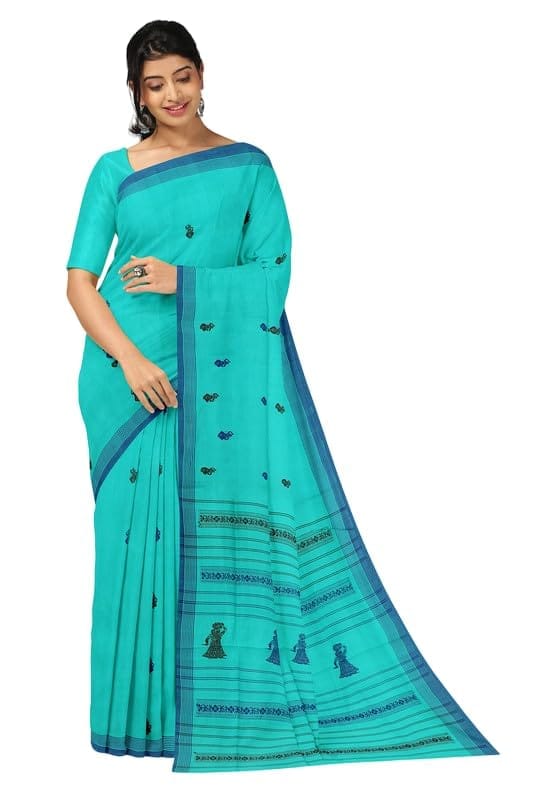APCO Handloom - Women's Rahajmundry Pure Cotton Handloom Saree (Blue)