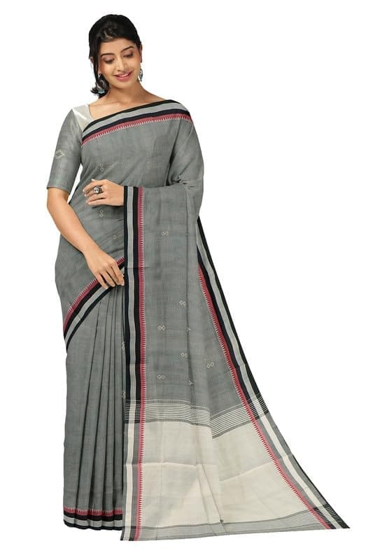 APCO Handloom - Women's Rahajmundry Pure Cotton Grey Handloom Saree (Angara Handloom Saree) 65
