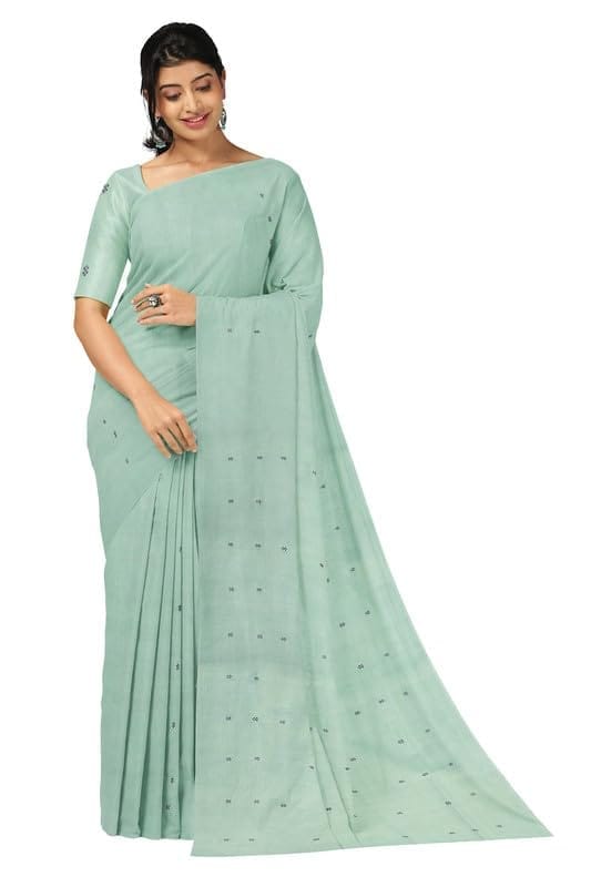 APCO Handloom - Women's Rahajmundry Pure Cotton Grey Handloom Saree (Angara Handloom Saree) 42