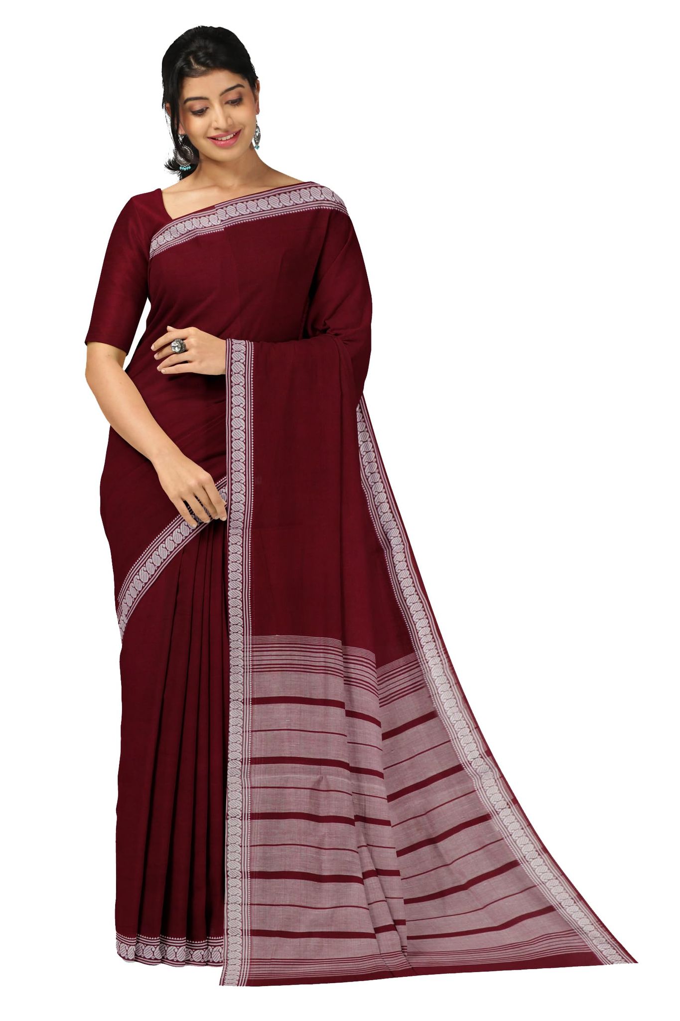 APCO Handloom (A Andhra Pradesh Govt Emporium)- Women's Traditional Pure Handloom Bandar/Polavaram Red Cotton Saree | PBS0078