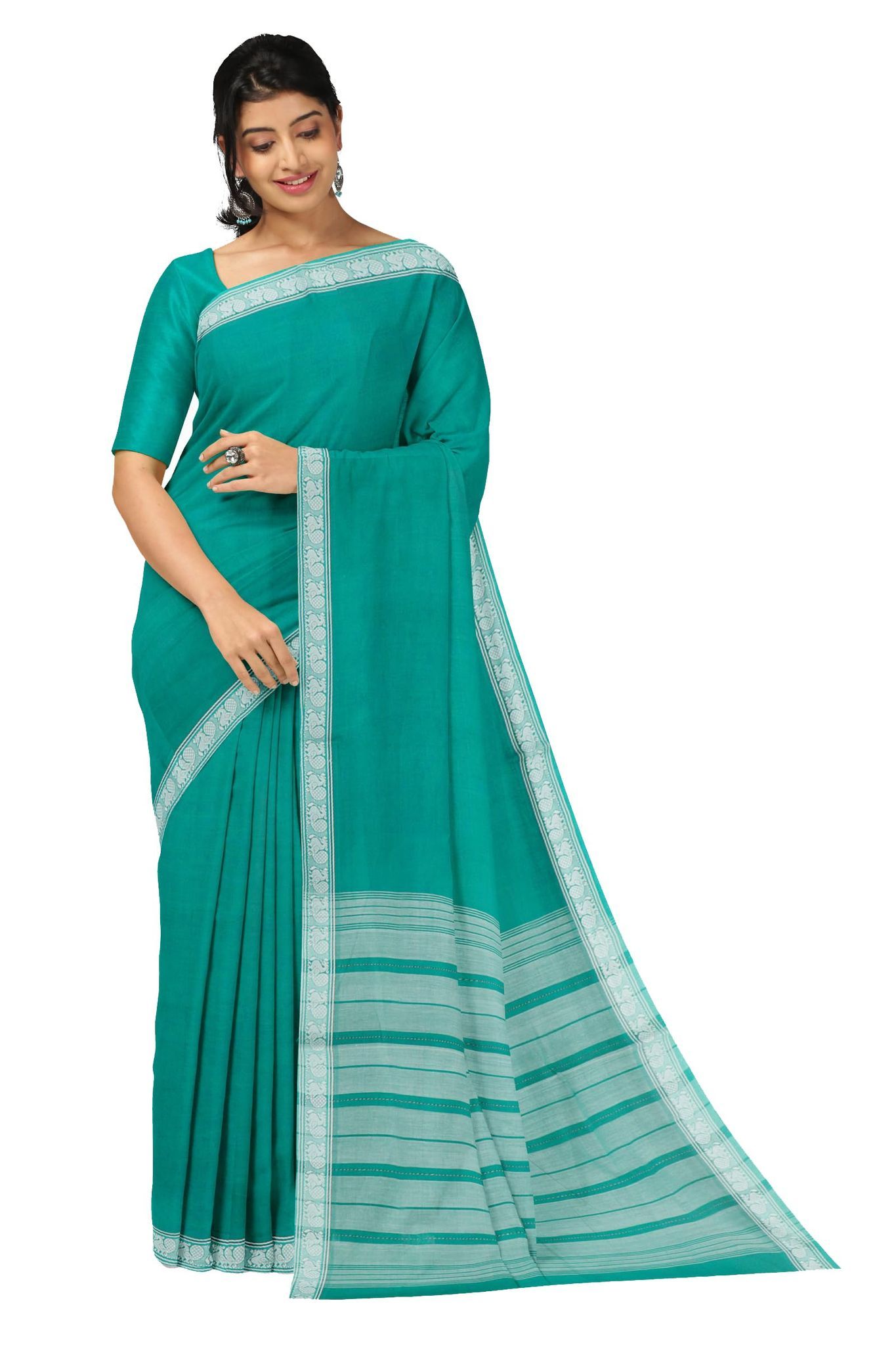 APCO Handloom (A Andhra Pradesh Govt Emporium)- Women's Traditional Pure Handloom Bandar/Polavaram Blue Cotton Saree | PBS0070