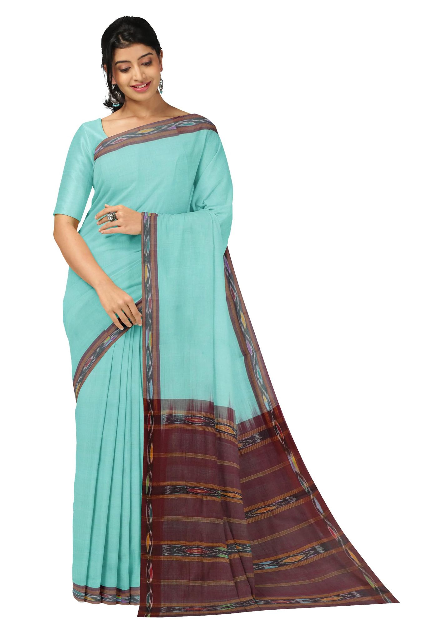 APCO Handloom (A Andhra Pradesh Govt Emporium)- Women's Traditional Pure Handloom Bandar/Polavaram Blue Cotton Saree | PBS0058