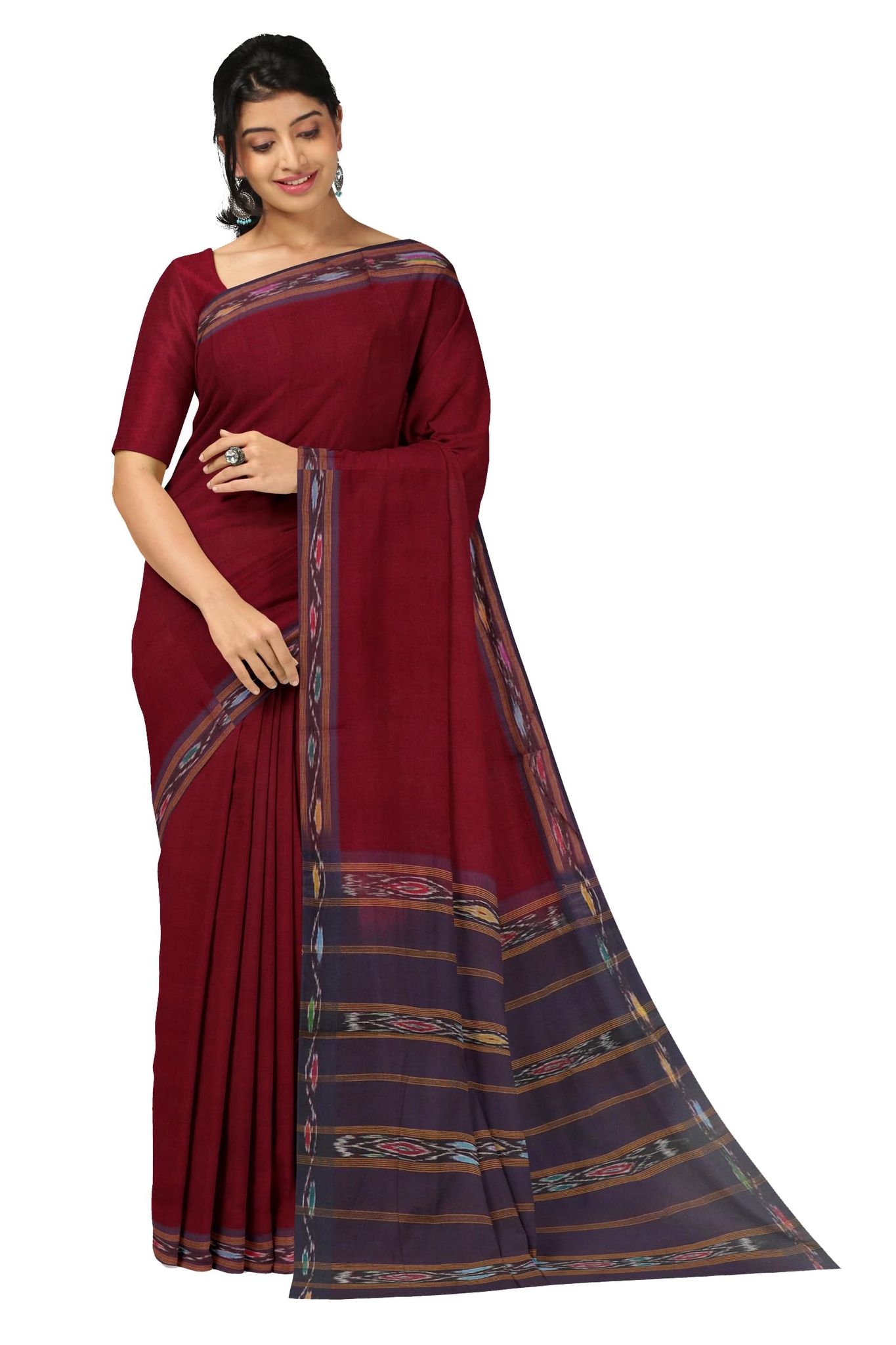 APCO Handloom (A Andhra Pradesh Govt Emporium)- Women's Traditional Pure Handloom Bandar/Polavaram Red Cotton Saree | PBS0059