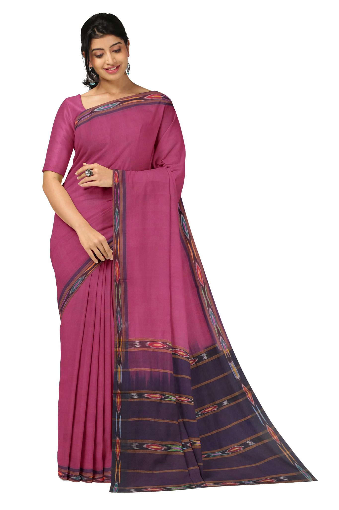 APCO Handloom (A Andhra Pradesh Govt Emporium)- Women's Traditional Pure Handloom Bandar/Polavaram Pink Cotton Saree | PBS0052