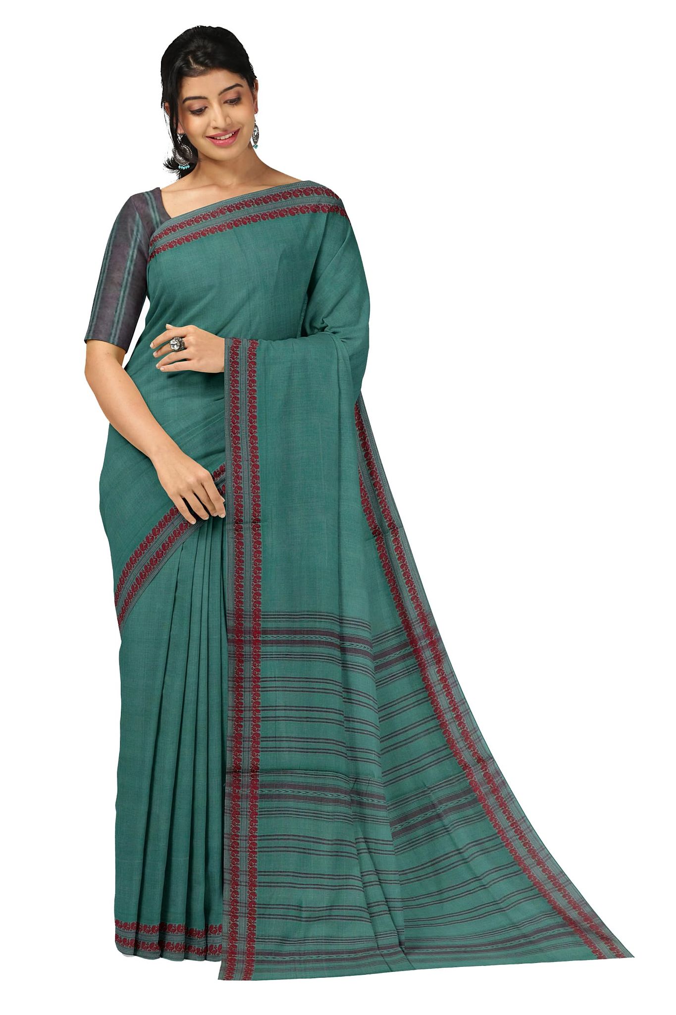 APCO Handloom (A Andhra Pradesh Govt Emporium)- Women's Traditional Pure Handloom Bandar/Polavaram Blue Cotton Saree | PBS0041