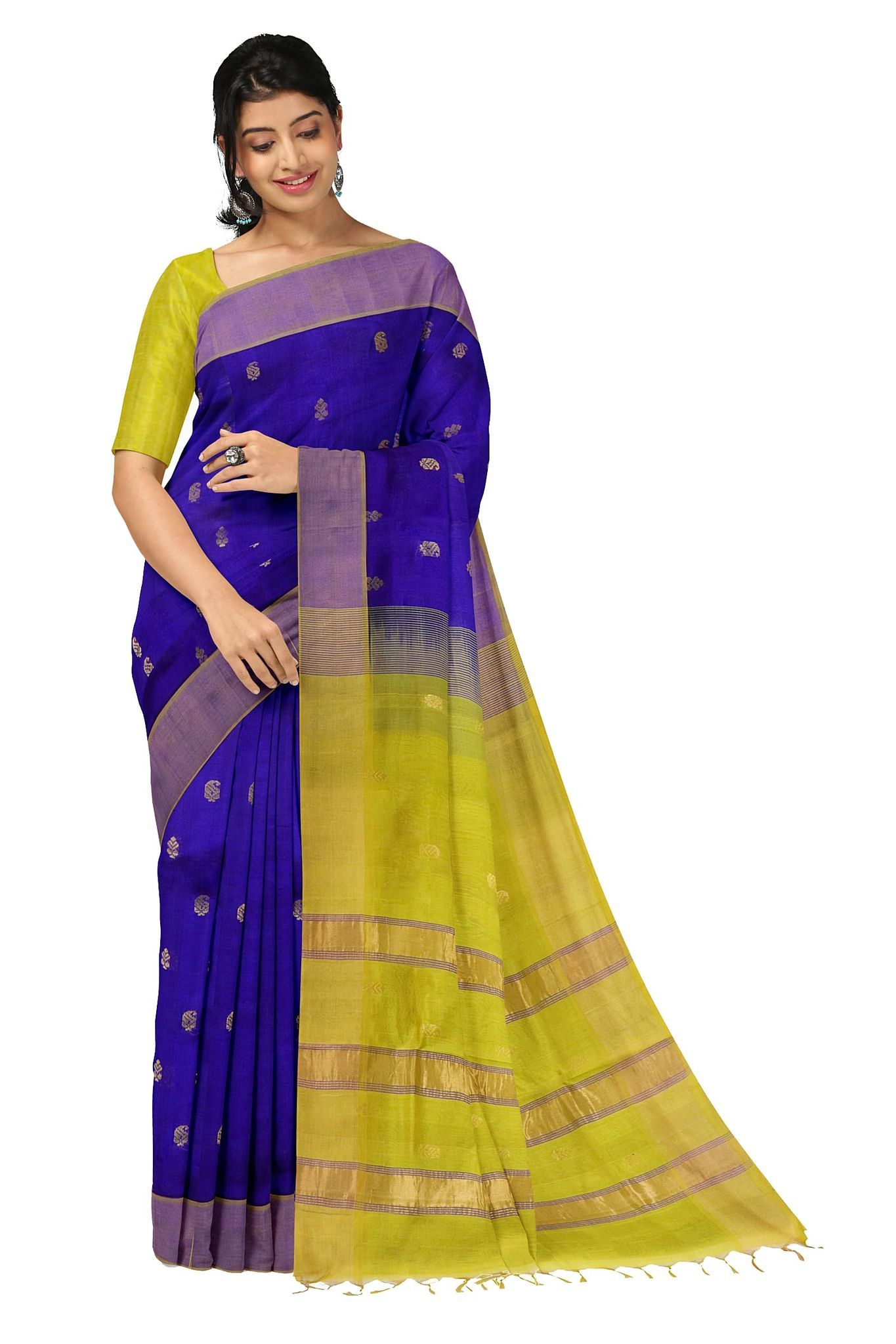 APCO Handloom - Women's Venkatagiri SICO Cotton Blend Handloom Saree, Blue 11