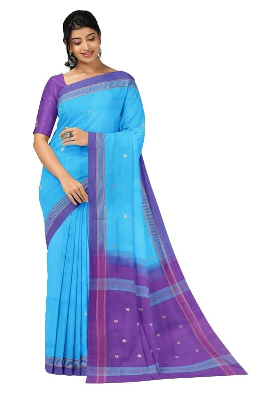 APCO Handloom - Women's Venkatagiri Pure Cotton Handloom Saree, Blue 01