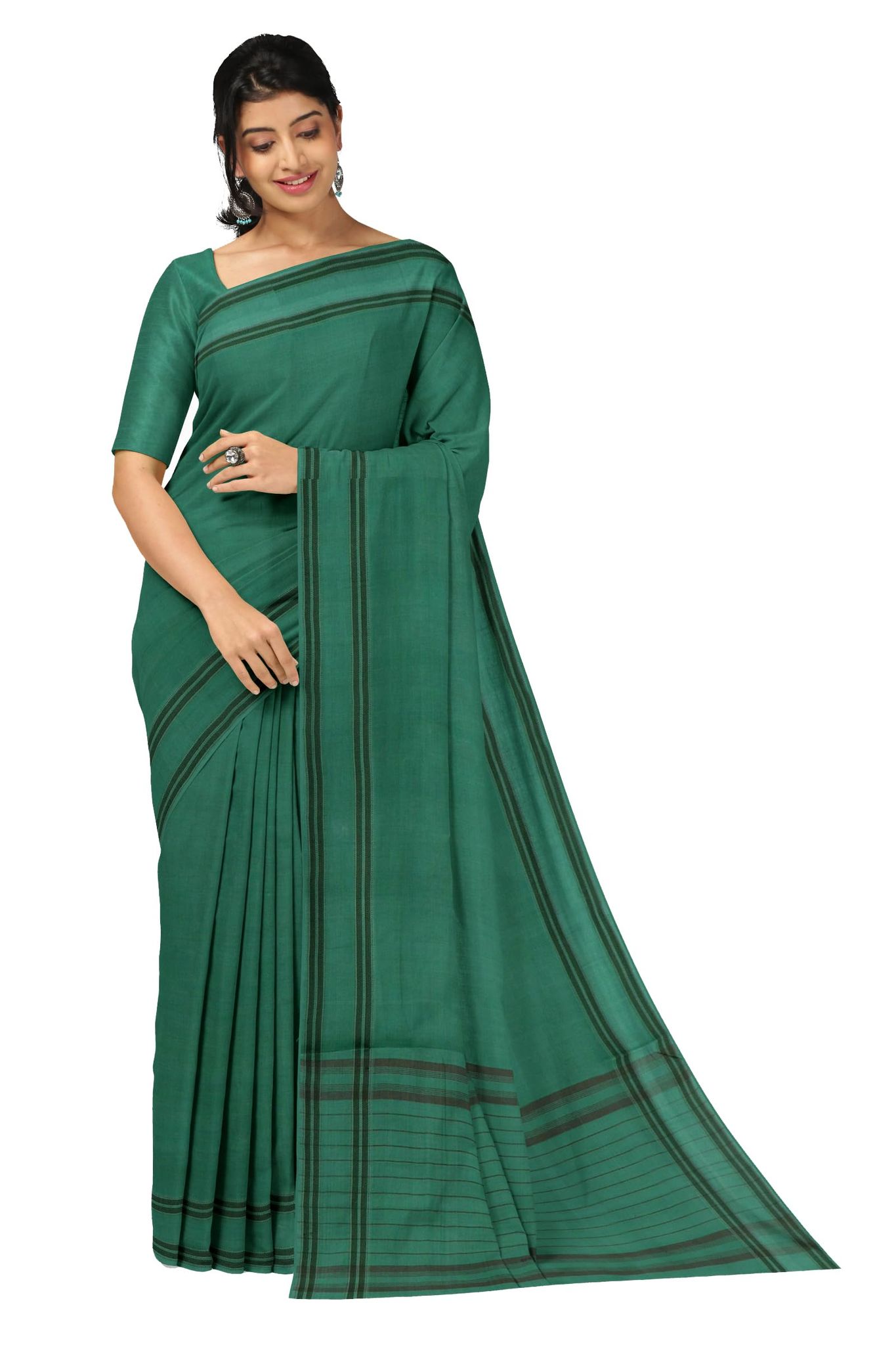 APCO Handloom (A Andhra Pradesh Govt Emporium)- Women's Traditional Pure Handloom Bandar/Polavaram Blue Cotton Saree | PBS0050