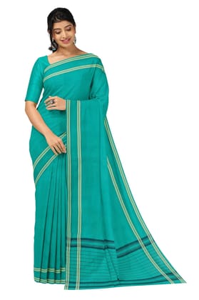 APCO Handloom (A Andhra Pradesh Govt Emporium)- Women's Traditional Pure Handloom Bandar/Polavaram Blue Cotton Saree | PBS0047