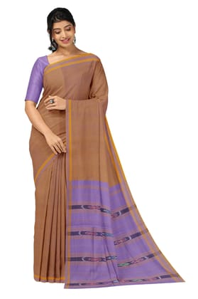 APCO Handloom (A Andhra Pradesh Govt Emporium)- Women's Traditional Pure Handloom Bandar/Polavaram Brown Saree Cotton Saree | PBS0012 APCO Handloom (A Andhra Pradesh Govt Emporium)- Women's Traditional Pure Handloom Bandar/Polavaram Brown Saree Cotton Saree | PBS0012