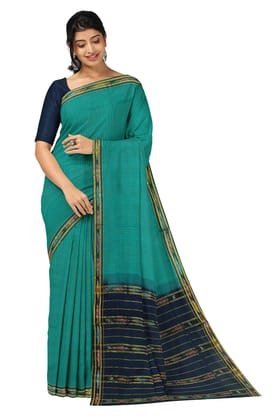 APCO Handloom (A Andhra Pradesh Govt Emporium)- Women's Traditional Pure Handloom Bandar/Polavaram Green Saree Cotton Saree | PBS0003
