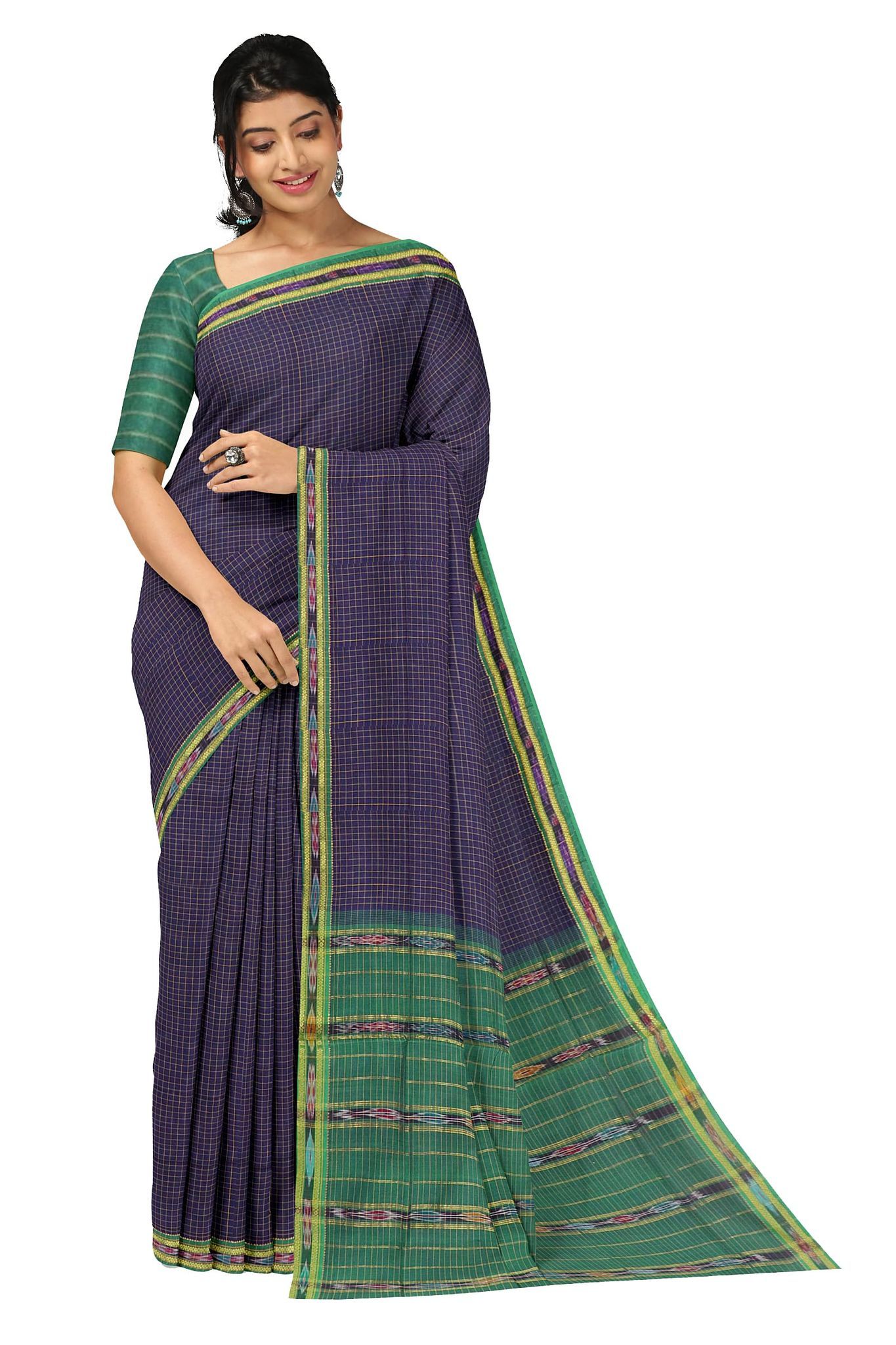 APCO Handloom (A Andhra Pradesh Govt Emporium)- Women's Traditional Pure Handloom Bandar/Polavaram Blue Cotton Saree | PBS0009