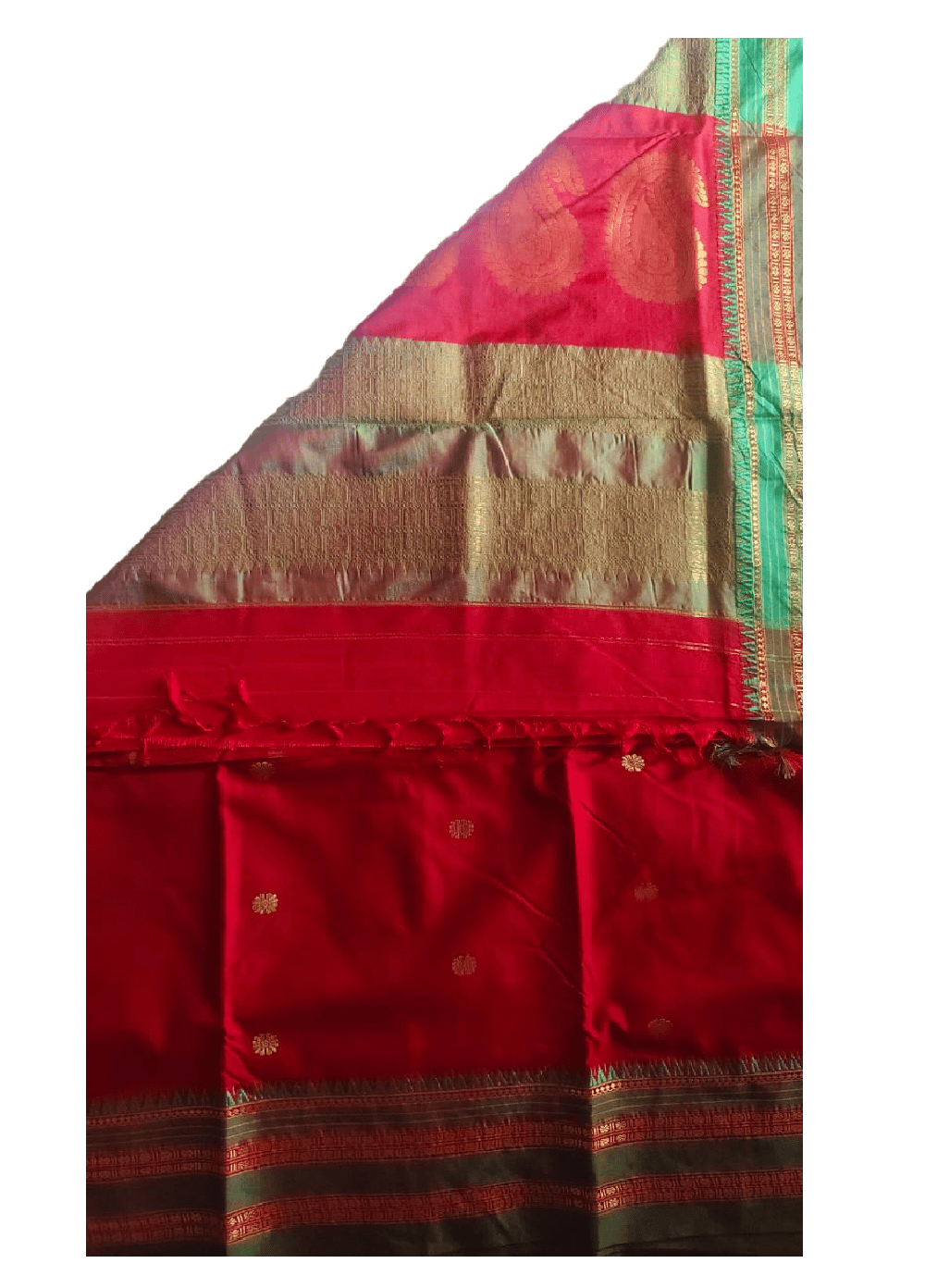 Floral Zari Motifs Scarlet Red Kanchipuram Silk Saree