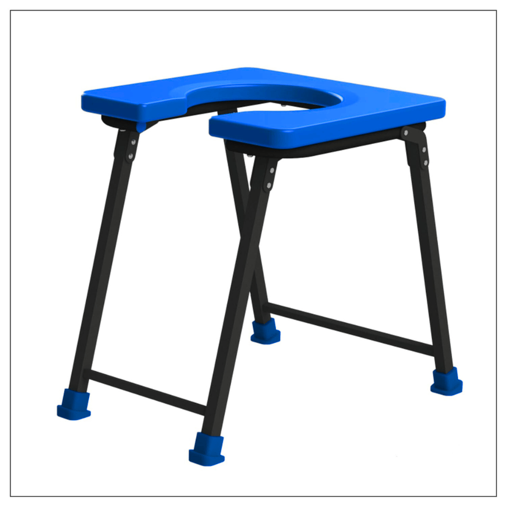 MS Commode Stool Support 90kg Blue | Portable Chair for Camping and Hiking