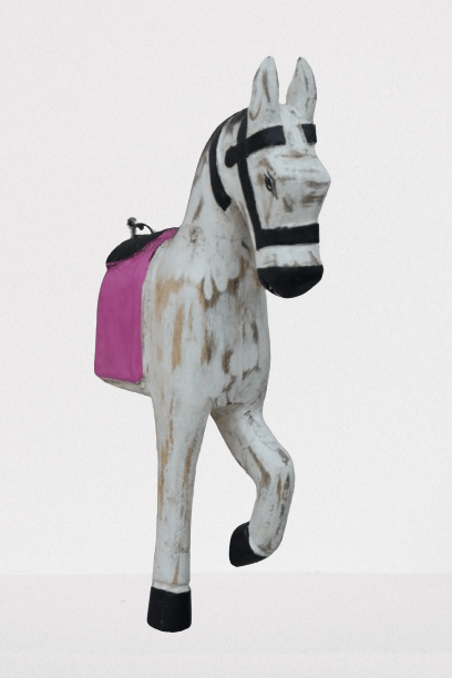 SUSHILA VAISHNAV; KB ART Distressed Hand Carved Wooden Half Horse Wall Hanging  15 Inch White Colour Wall décor Home décor office décor